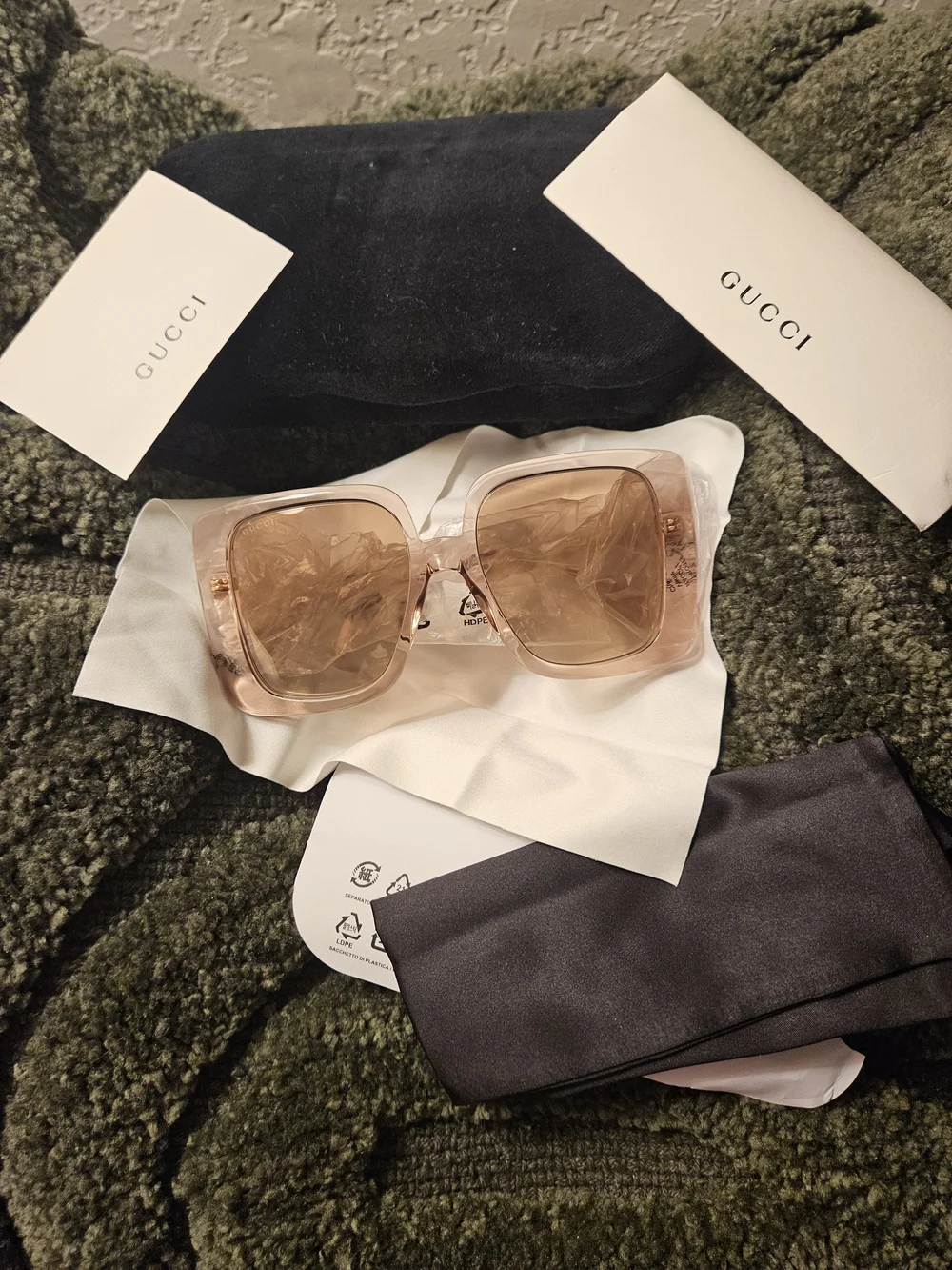 NEW Gucci GG1314S 005 Beige Brown Gradient Oversized Sunglasses